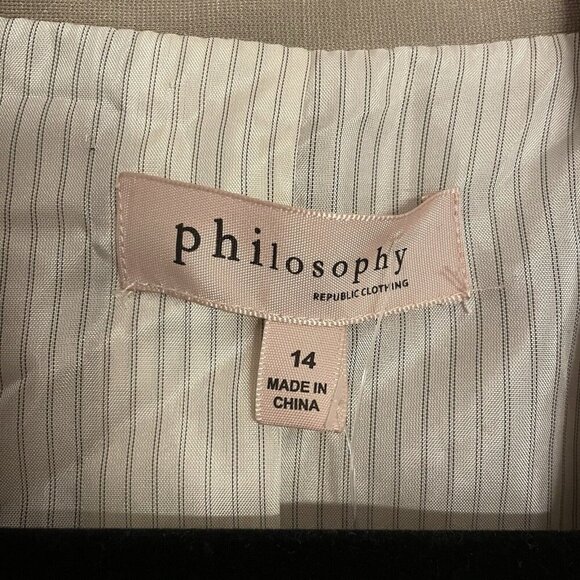 Philosophy Womn 14 Beige Desert Rock Single Button Front Ponte Blazer Jacket NWT - Picture 7 of 13